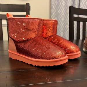 Ugg Australia Classic Mini Mirror Ball Starfish Pink Boots new Women’s Size 6